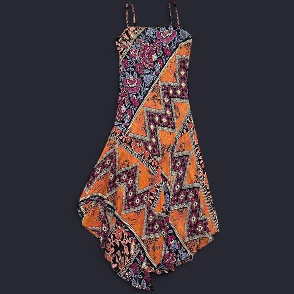 VTG Y2K Eva Blue Orange Multicolor Patchwork Beaded Boho Fairy Maxi Dress 10/M - Picture 5 of 8